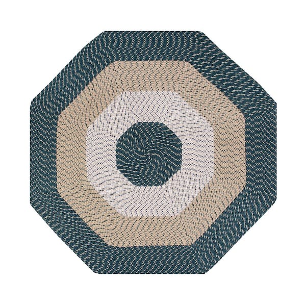 Better Trends Country Stripe Braid Collection Hunter Stripe 96" Octagonal 100% Polypropylene Reversible Area Rug