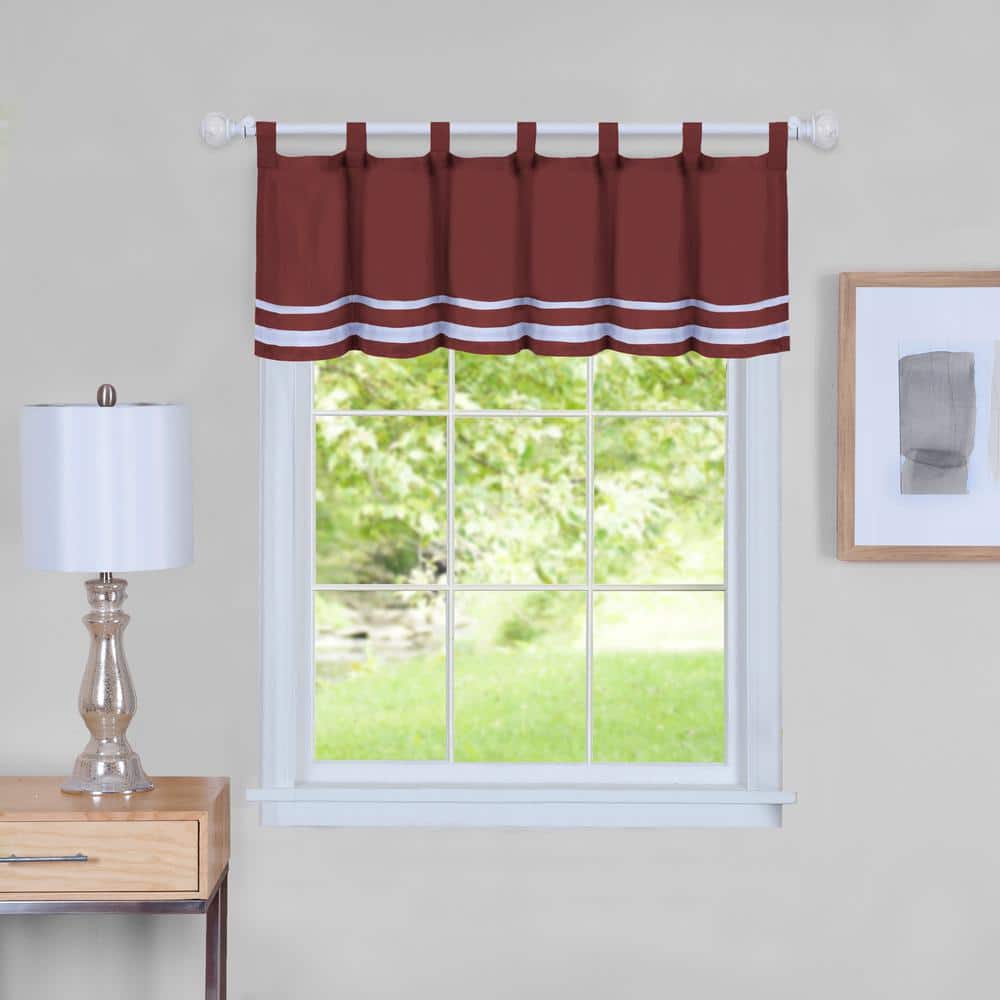 Burgundy and White Polyester Rod Pocket Valance 58x14