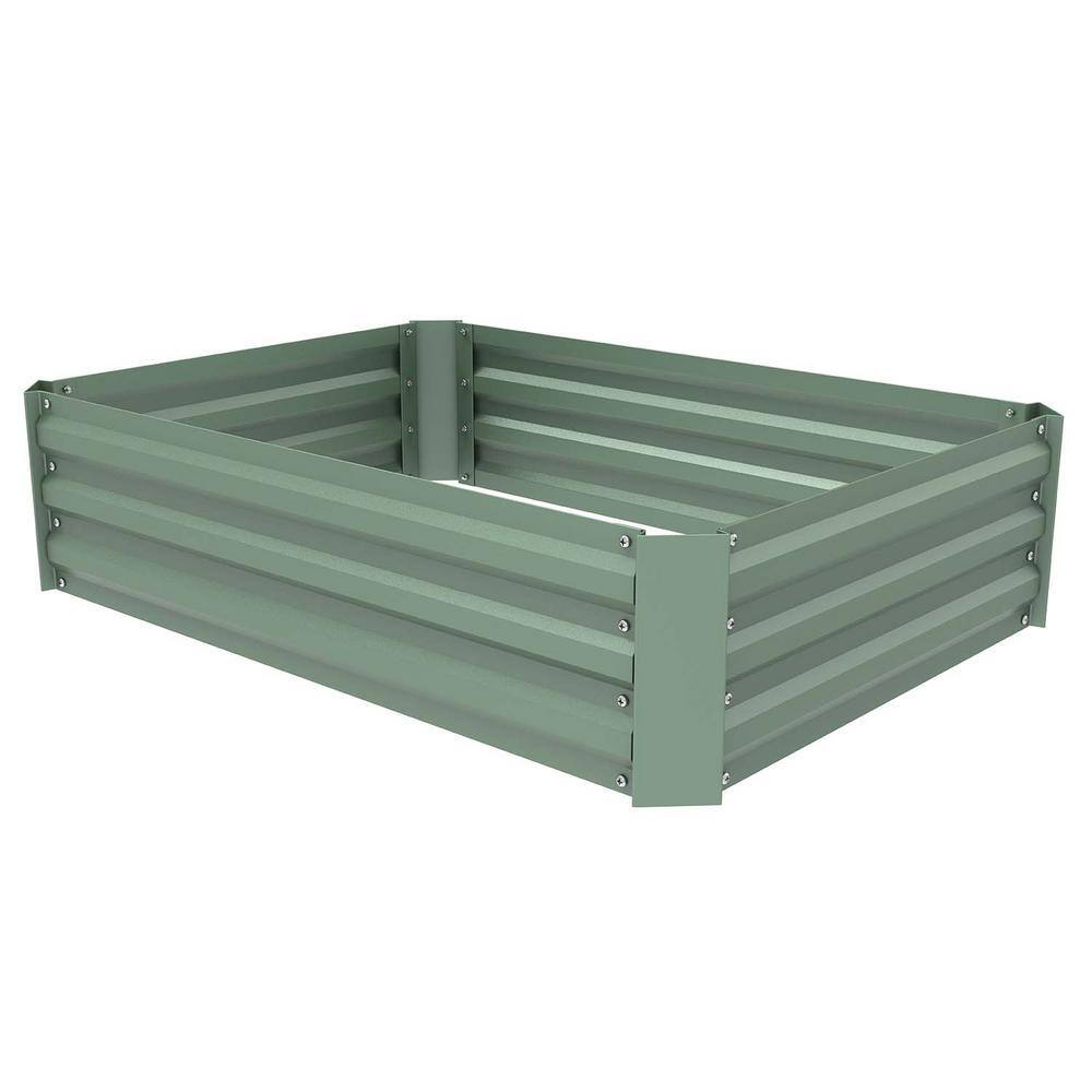 Aoodor 4 ft. x 3 ft. x 1 ft. Raised Garden Bed Metal Planter 800-011-GR ...