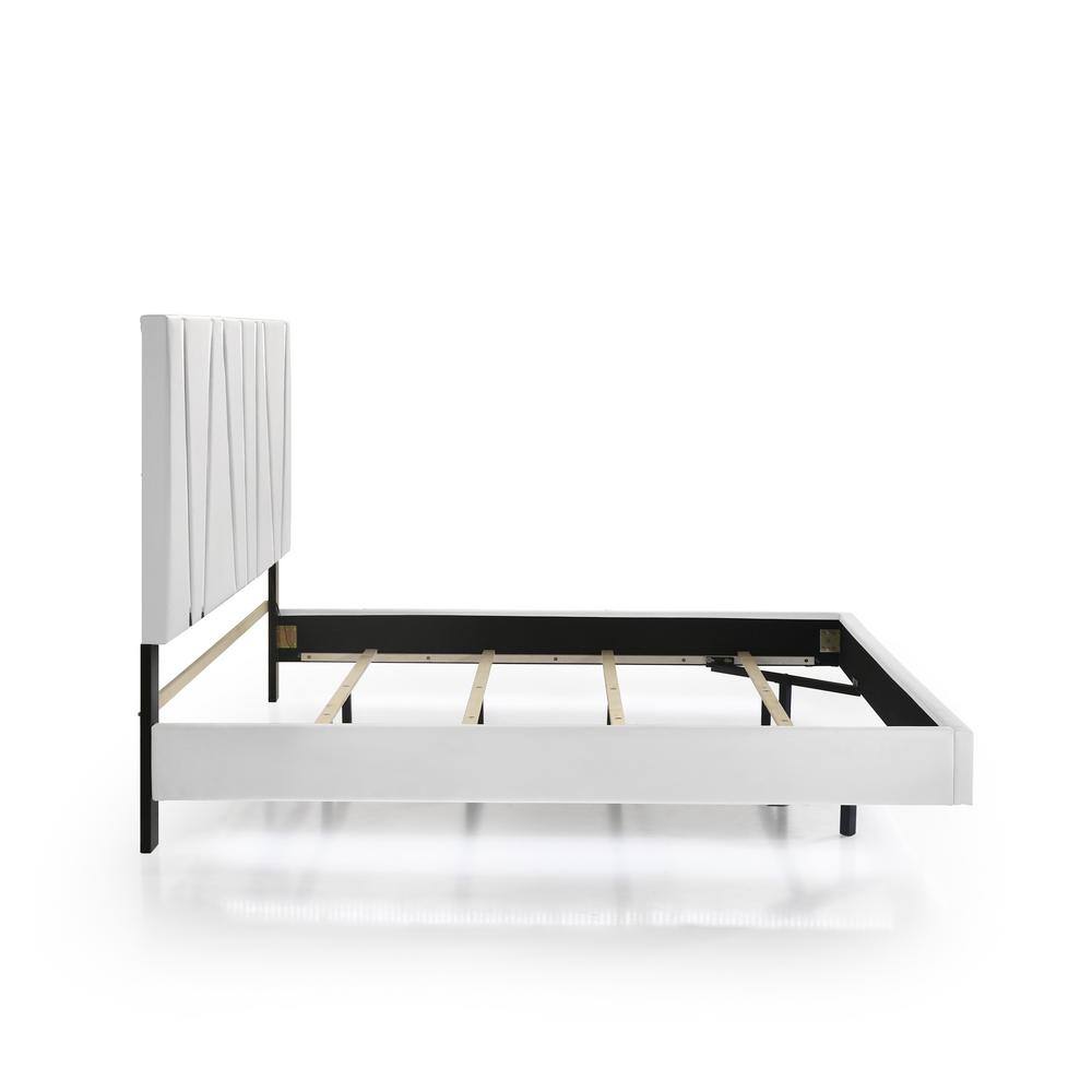 Europa White Queen Panel Bed Set with Dresser, Mirror, Nightstands