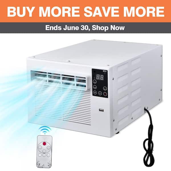 2,500 BTU Portable Air Conditioner Cools 45 sq.ft. with Dehumidifier and Remote for Camping, Fishing and RV in White