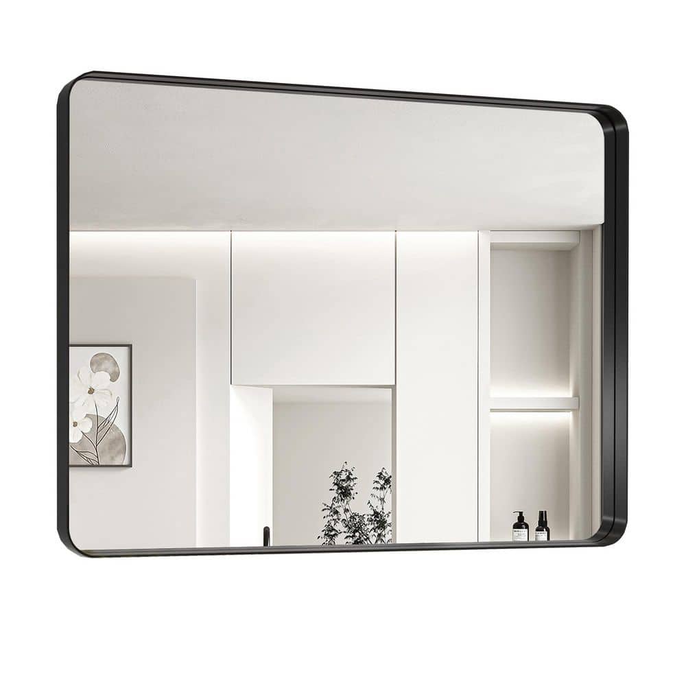 40 in. W x 30 in. H Rectangle Framed Wall Bathroom Vanity Mirror in Black price history on PriceWatchPro