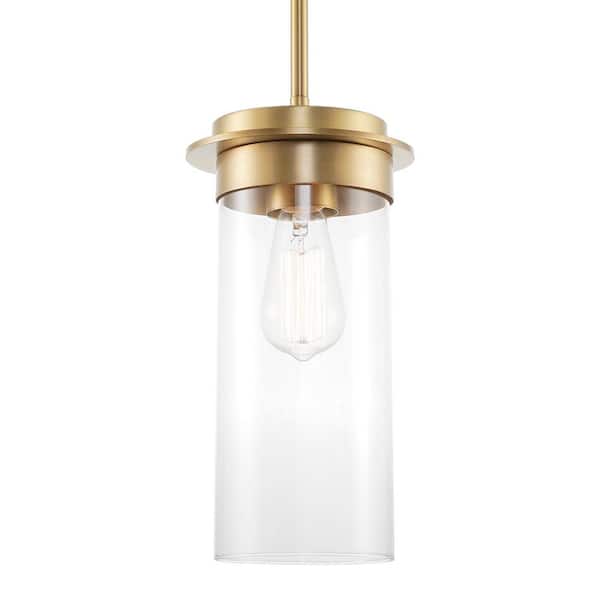 Kira Home Vivienne 60-Watt 1-Light Warm Brass Modern Pendant Light, No Bulb Included