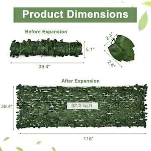 118 in. W x 39.4 in. D Polyester Artificial Ivy Privacy Garden Fence in Dark Green (4-Piece)