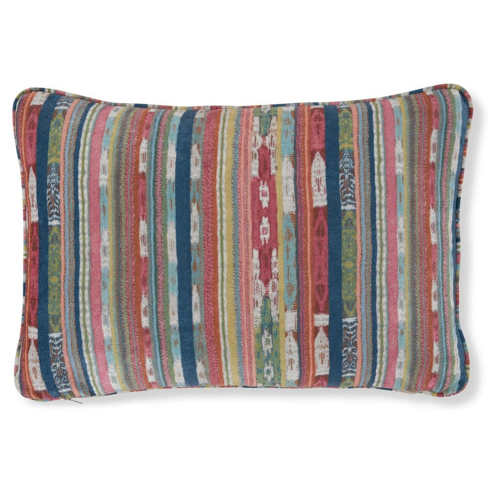 Bohemian Multicolor Striped Rectangular Polyester Pillow