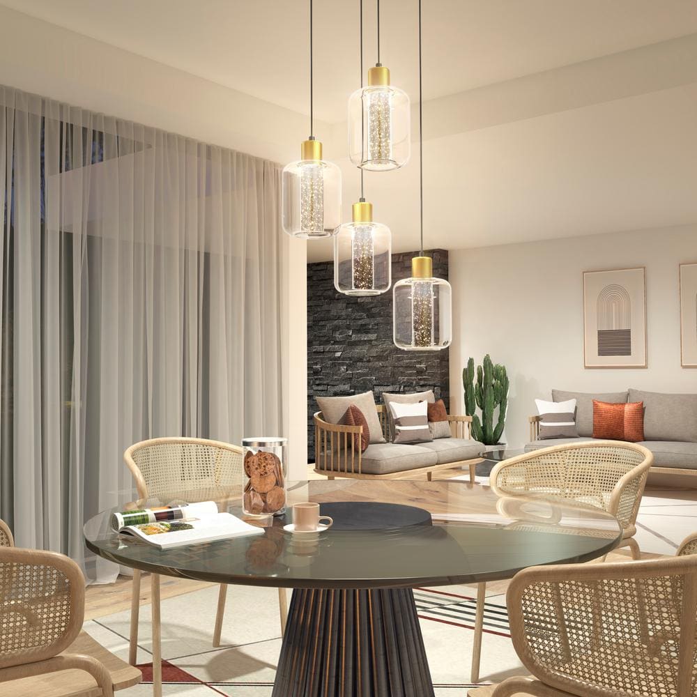 72" Gold Glass Globe LED Indoor/Outdoor Pendant