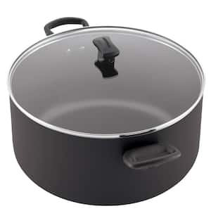 Dishwasher Safe 10.5 qt. Aluminum Nonstick Stock Pot in Black with Glass Lid