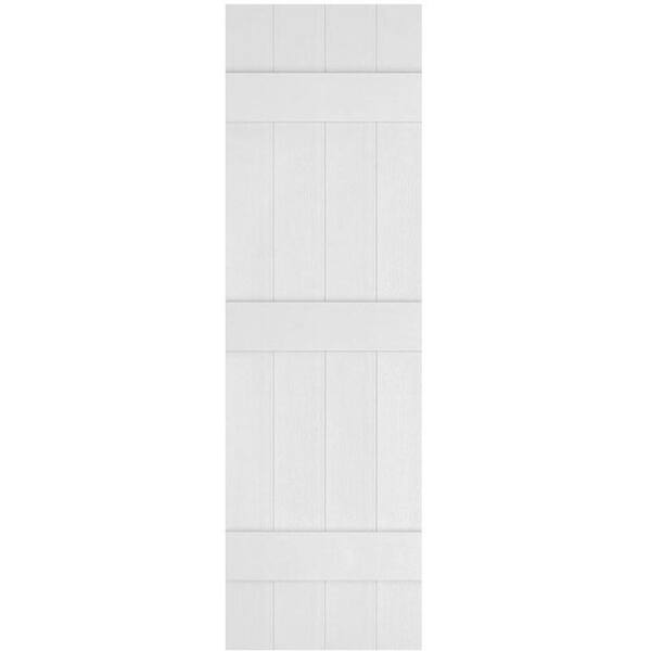 Ekena Millwork 14 in. x 63 in. Lifetime Vinyl Custom Four Board Joined Board and Batten Shutters Pair White