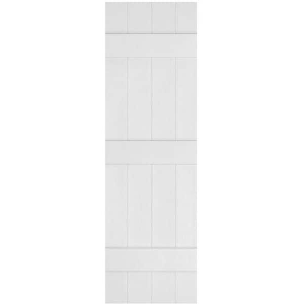 Ekena Millwork 14 in. x 75 in. Lifetime Vinyl Custom Four Board Joined Board and Batten Shutters Pair White