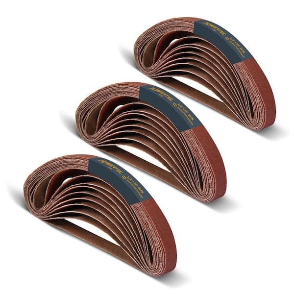 1/2 in. x 18 in. 40/60/80-Grit Aluminum Oxide Sanding Belts (60-Pack)