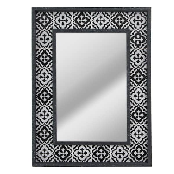 Raised Lip Double Framed Accent Mirror, Black And White Mirror Framed Prints