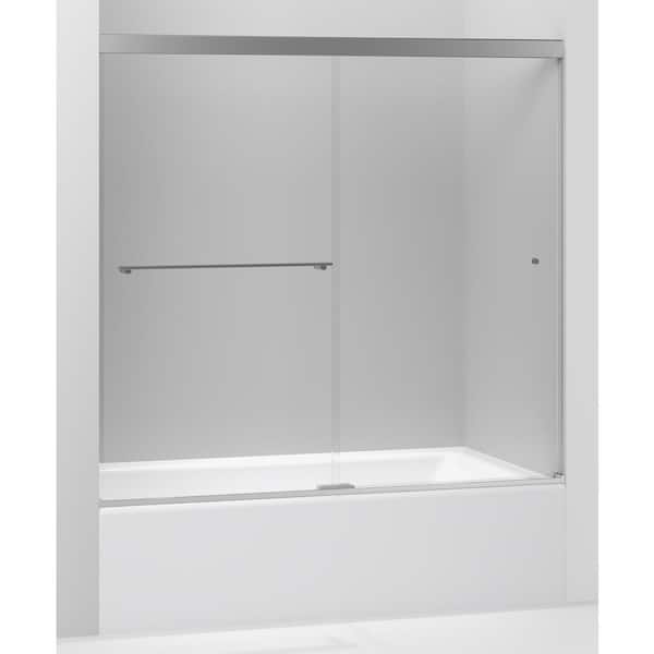 KOHLER Revel 57-60 in. W x 62 in. H Sliding Frameless Shower Door in Bright Polished Silver with Crystal Clear Glass