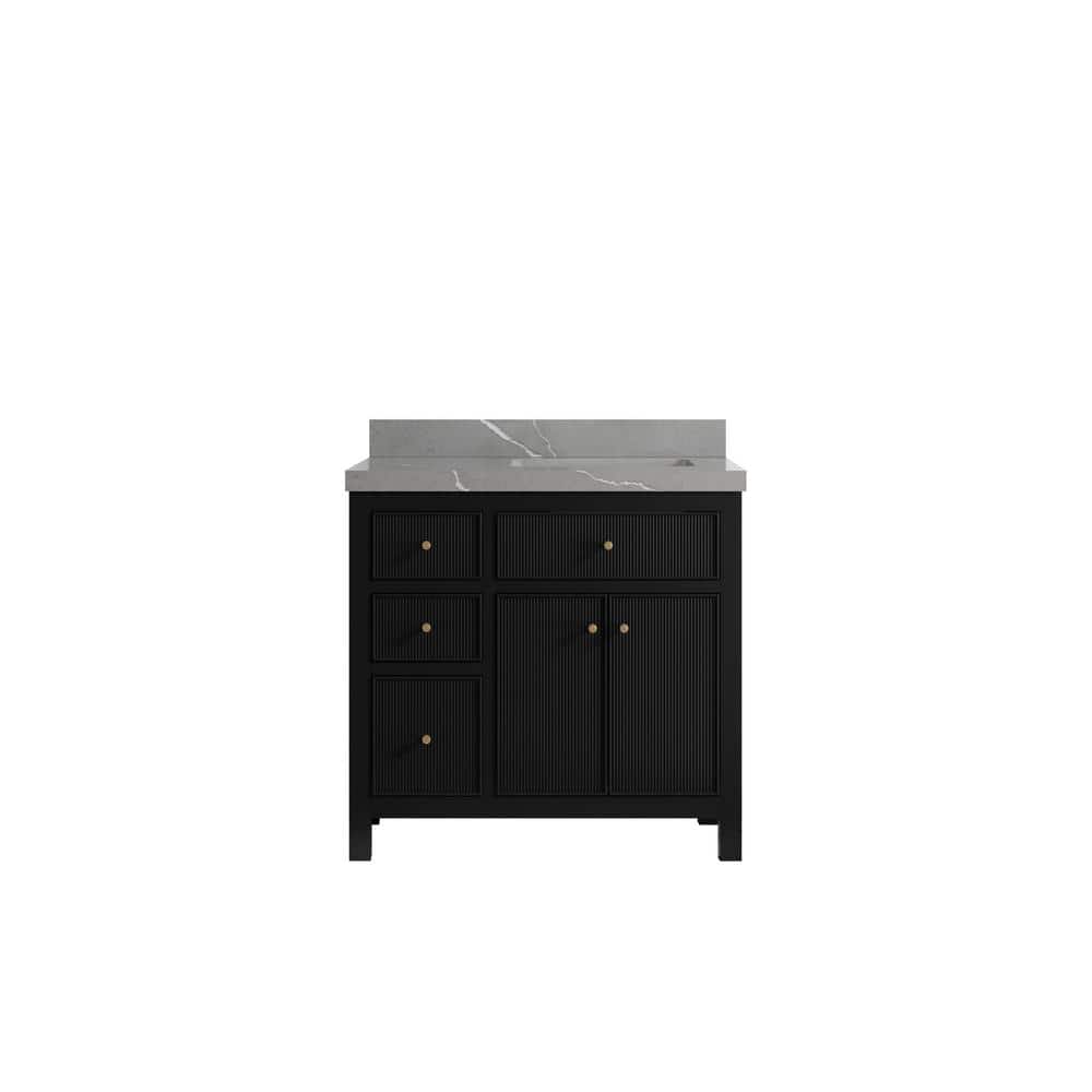 Sonoma 36 in. W x 22 in.D x 36 in. H Right Offset Sink Bath Vanity in Black with 2 in.Piatra Quartz Top price history on PriceWatchPro