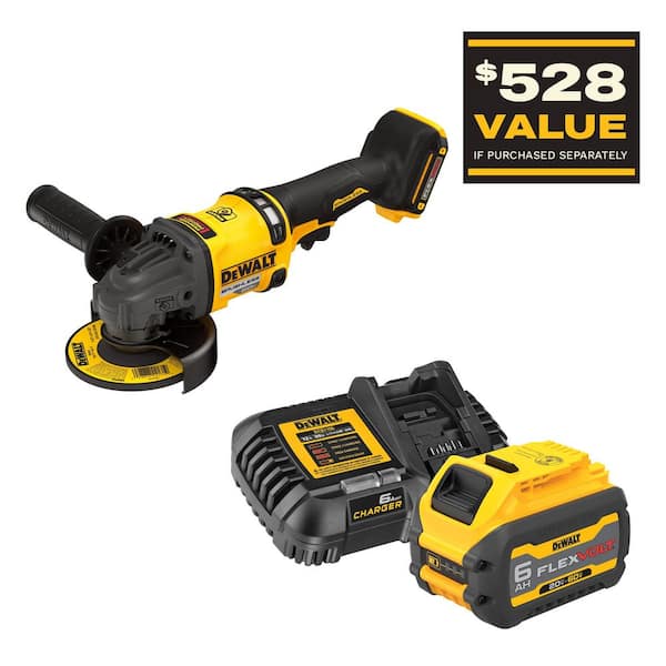 FLEXVOLT 60V MAX Lithium-Ion Cordless Brushless 4.5 in. to 6 in. Small Angle Grinder with 6Ah Battery and Charger