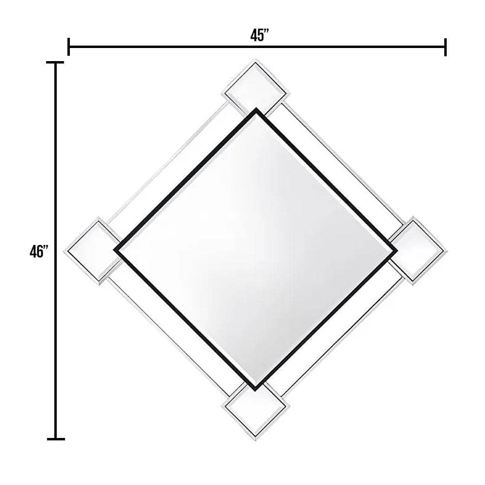 Elegant Diamond-Shaped Geometric Wall Mirror with Mirrored Trim