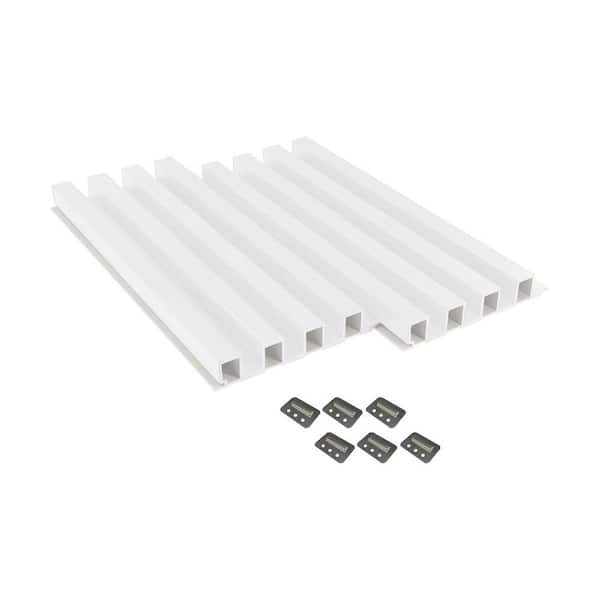 American Pro Decor 1 in. x 3-1/4 ft. x 9 ft. Wall Cladding White Interlocking Composite Decorative Wall Paneling 6-PC (28.62 sq. ft. /Pack)