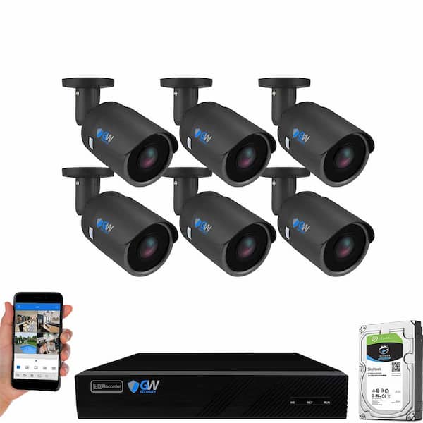 GW Security 8-Channel 8MP 2TB NVR Security Camera System 6 Wired Bullet Cameras 2.8mm Fixed Lens Human/Vehicle Detection Mic