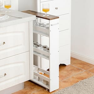 4 Tier Rolling Slim Storage Cart Tower Rack Kitchen Organizer with Handle