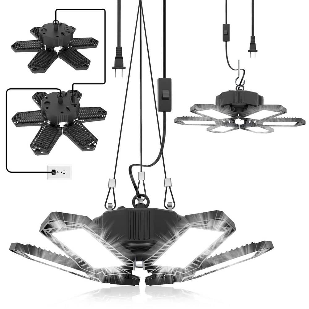 Deformable LED Garage Ceiling Light, 120 Volt, 20000 Lumen, Plug-In Linkable Shop Light, 2 Pack 6-Panel Garage Lighting price history on PriceWatchPro