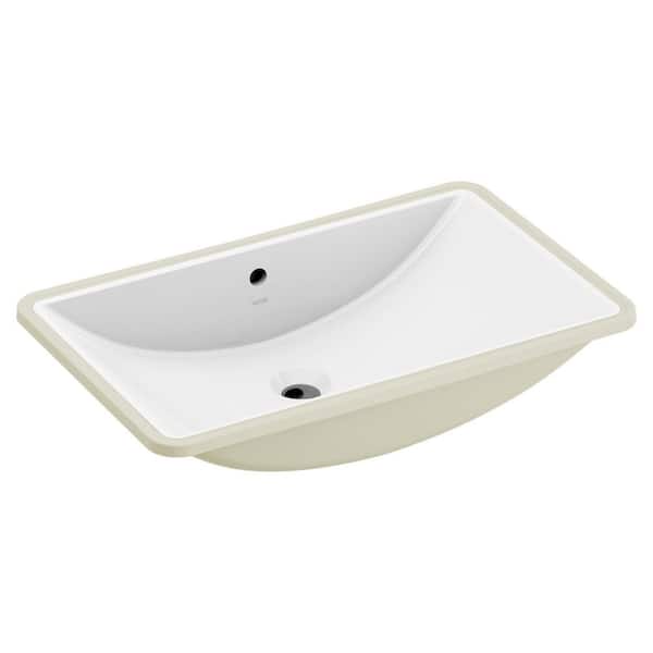 MOEN 23-5/8 in. Rectangle Undermount Vitreous China Bathroom Sink in White with Overflow Drain