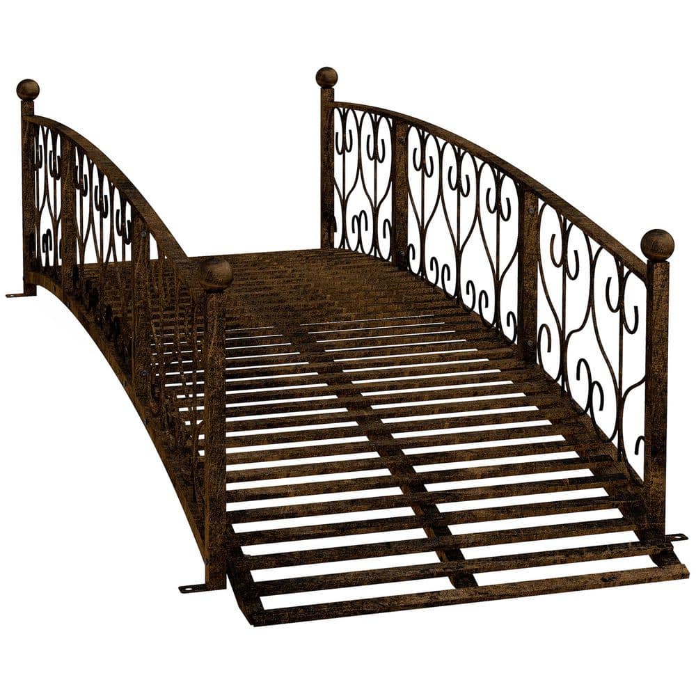 Garden Footbridge 7 ft. Metal Arch Garden Bridge with Safety Siderails for 