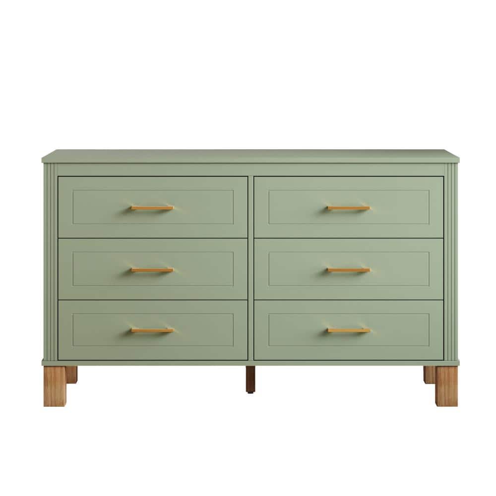 Sage Green 29.92 in. Accent Cabinet Office Storage Cabinet with 6 Drawers and Solid Wood Legs price history on PriceWatchPro