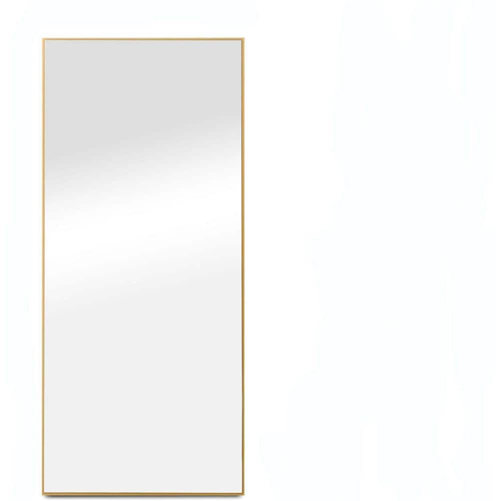 24 in. W x 71 in. H Rectangle Aluminum Alloy Framed Gold Mirror Modern Desi
