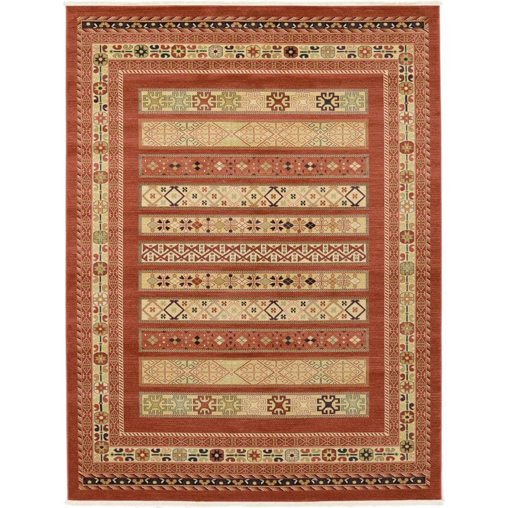 Rust Red Rectangular Synthetic 9' x 12' Area Rug