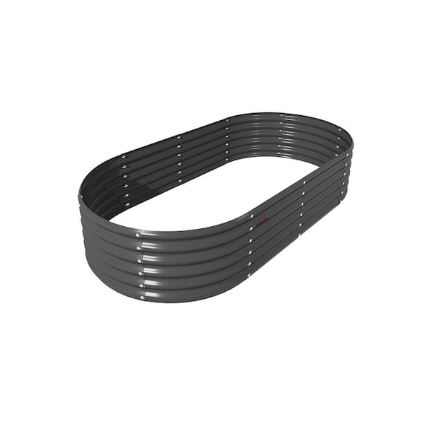 48 x 96 x 18 in. Quartz Grey Steel Oval Outdoor Raised Garden Beds, Planter Box 1-Pack