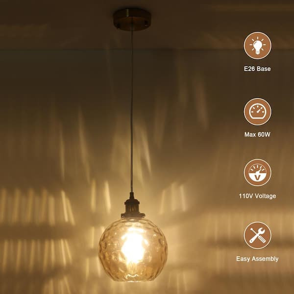 ADSENSTY 1 Light Amber Modern Globe Single Pendant Lighting With