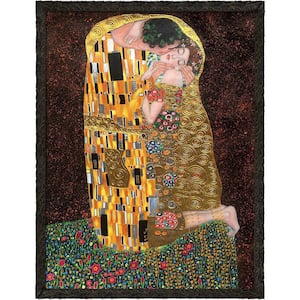 The Kiss (full view - Luxury Line) by Gustav Klimt Feathered Ebony Framed Oil Painting Art Print 33.24 in. x 43.24 in.