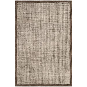 Abstract Brown/Ivory Doormat 3 ft. x 5 ft. Border Distressed Area Rug