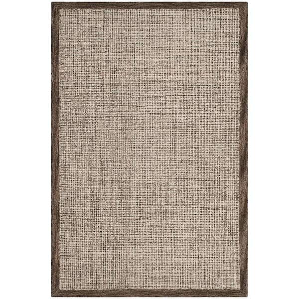 SAFAVIEH Abstract Brown/Ivory Doormat 3 ft. x 5 ft. Border Distressed Area Rug