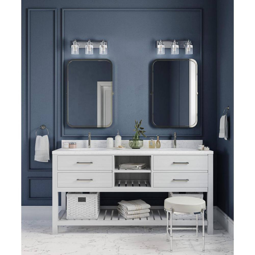 Brushed Nickel 3-Light Vanity with Clear Glass Shades