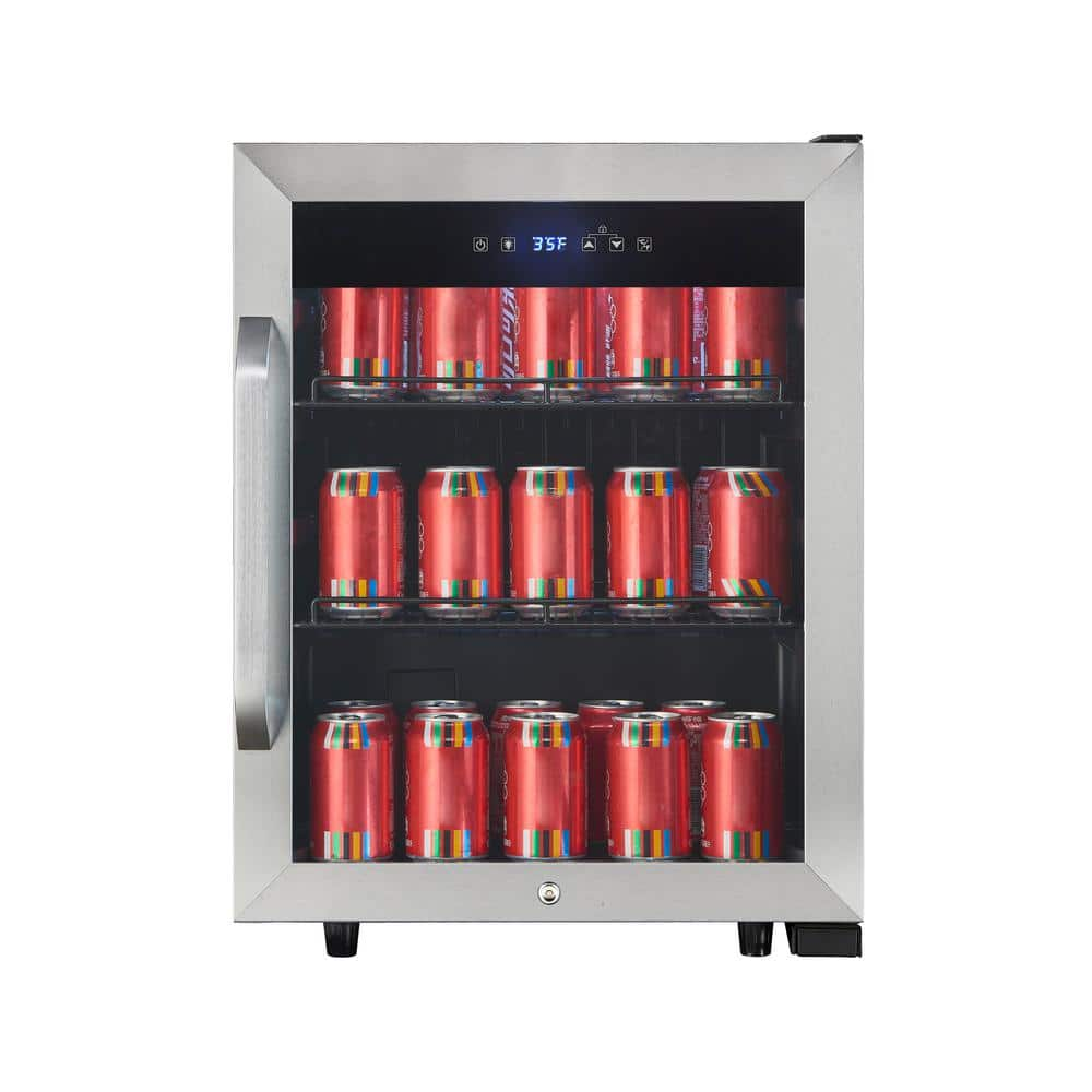 Magic Chef Beverage 23.4 in. 154 (12 oz.) Can Beverage Cooler, Stainless Steel