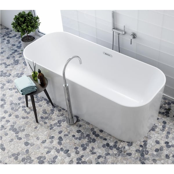 Pebble Marble Grey Blend 11-1/4 in x 11-1/4 in x 9.5mm Mesh-Mounted Mosaic Tile (9.61 sq. ft./case)