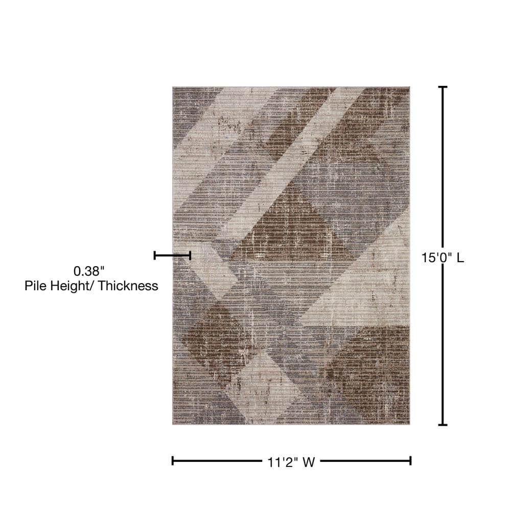 Austen Stone & Bark Geometric 11'-2" x 15' Wool Blend Area Rug