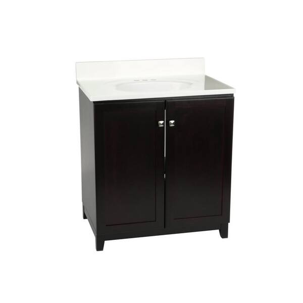 Design House 30 in. x 21 in. x 33 in. Shorewood 2-Door Vanity Cabinet with Solid White Cultured Marble Vanity Top with White Basin