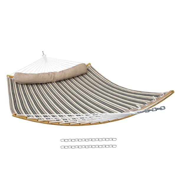 Quilted Hammock with Curved Spreader Bar-Neutral Stripe