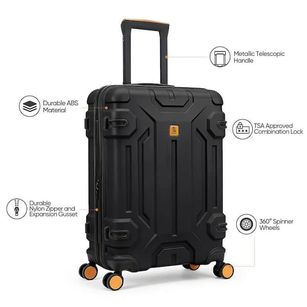 HIKOLAYAE 3 Piece Black ABS Unbreakable Hardside Spinner Luggage
