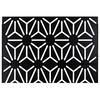 Black metal privacy screen panel with white geometric pattern.