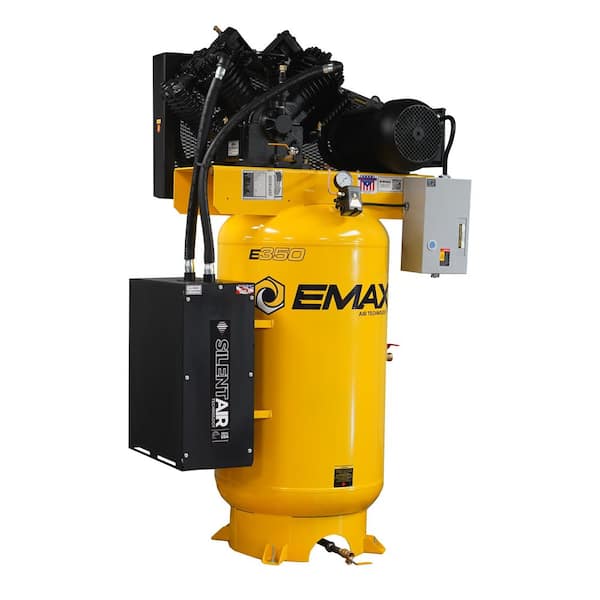 80 Gal. 10 HP V4 1-Phase Silent Air 175 PSI Electric Air Compressor with Isolator Pads and Auto Drain