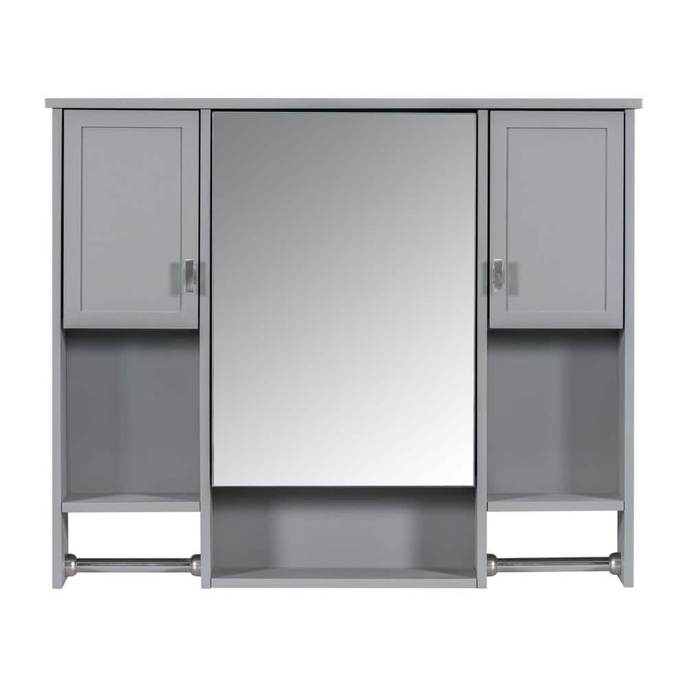35 in. W x 28 in. H Rectangular Modern Wood Medicine Cabinet with Mirror, T