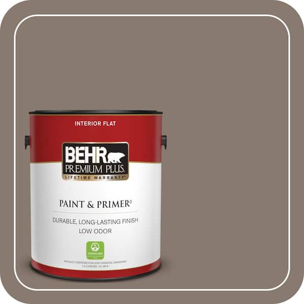 BEHR PREMIUM PLUS 1 gal. #ECC-15-1 Lost Summit Flat Low Odor Interior Paint & Primer