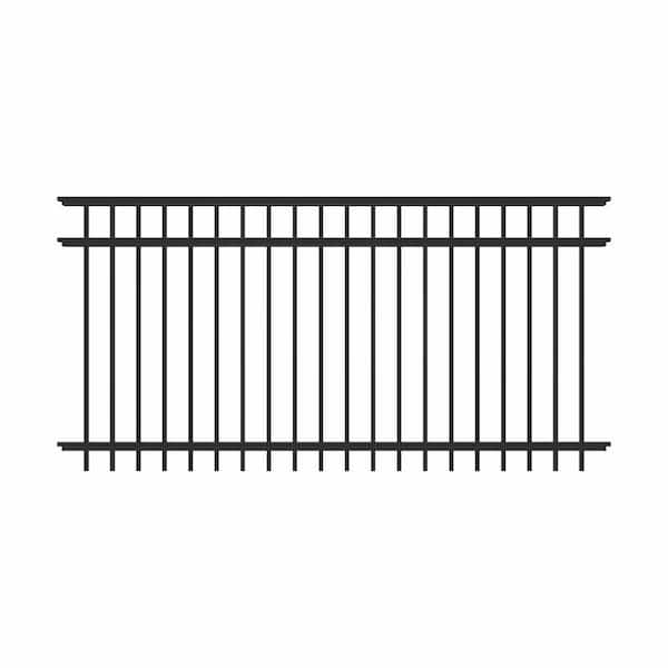 Barrette Outdoor Living Natural Reflections 4 ft. x 8 ft. Black Aluminum Heavy-Duty Fence Panel