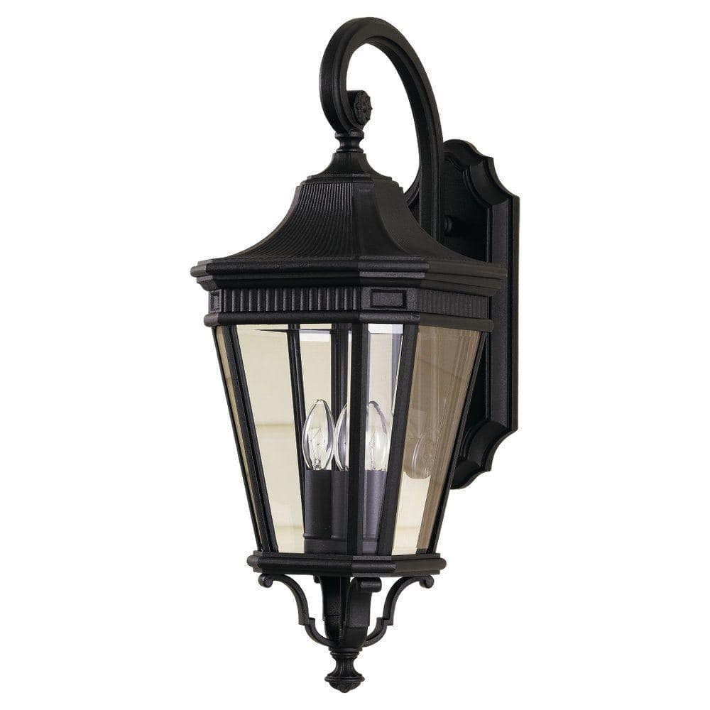 Black Bronze 3-Light Outdoor Wall Lantern with Clear Beveled Glass