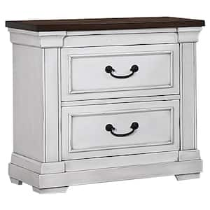 Hillcrest Dark Rum and White 2 Drawer Nightstand