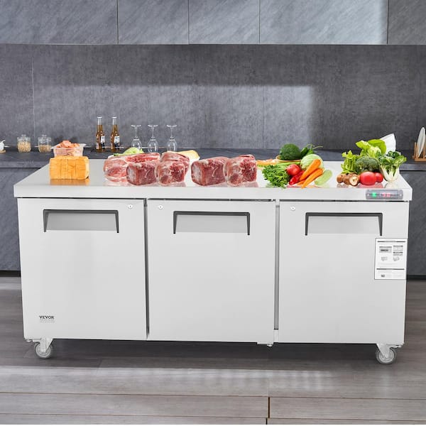 72 in. Commercial Refrigerator Sandwich and Salad Prep Table, 20 cu. ft. Stainless Steel Refrigerated Food Prep Station