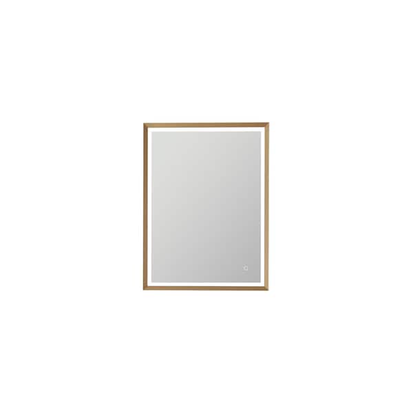 ROSWELL Como 24 in. W x 32 in. H Framed Rectangle LED Bathroom Vanity Mirror in Gold