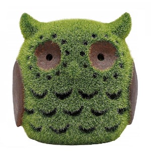 1-Light 6.1 in. Integrated LED Solar Powered Grassy Owl Garden in Green and Brown